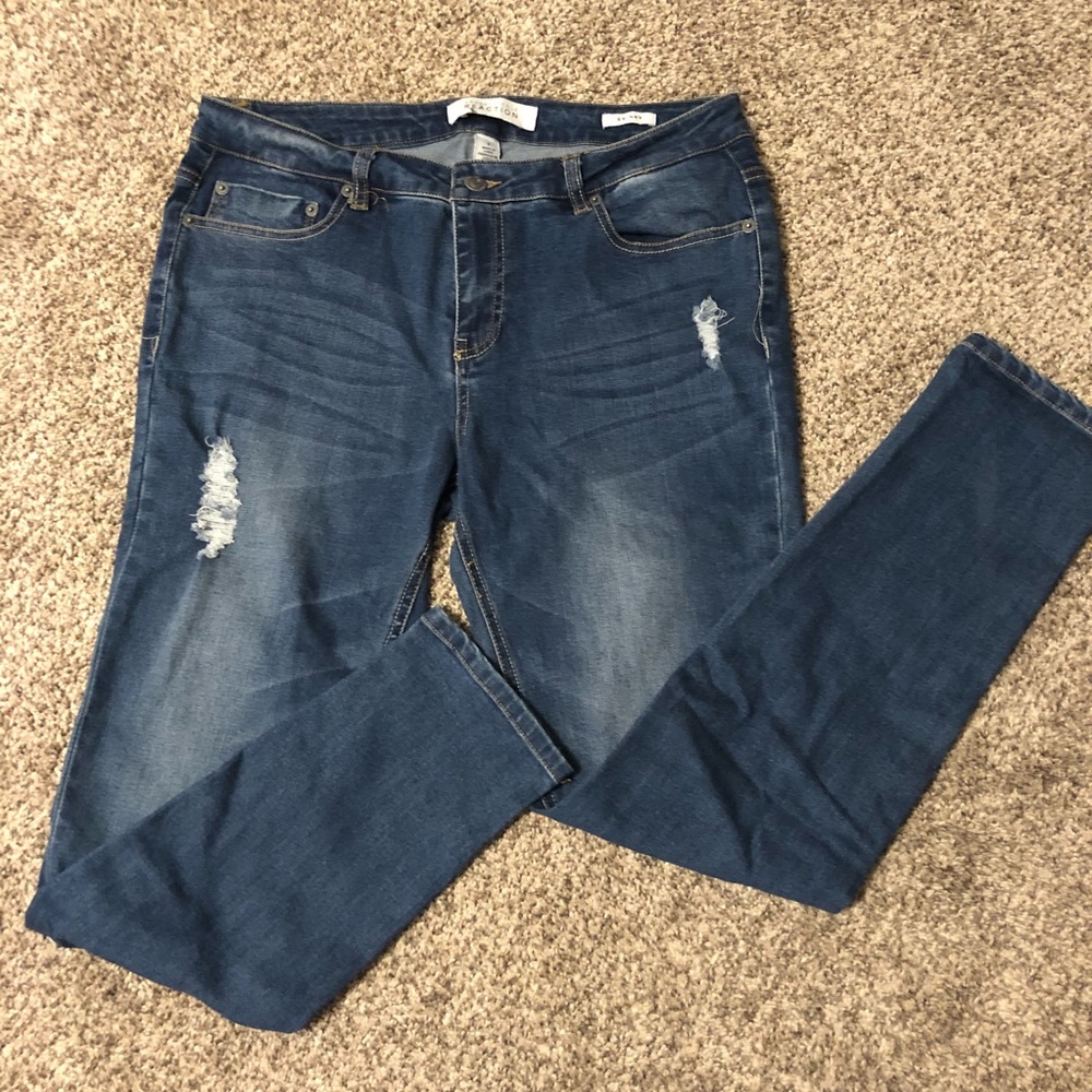 Distressed Medium Wash Skinny Jeans